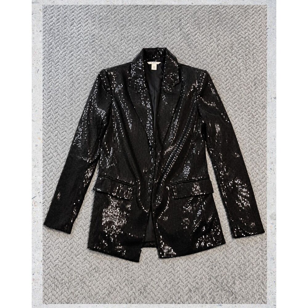 Nine West Women's XS Black Sequin Blazer Jacket NWT Halloween Party
